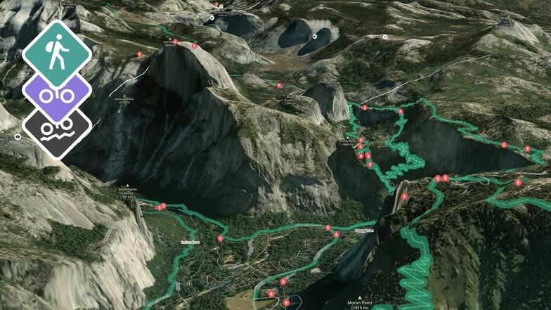 Mit den 3D-Karten ist das Auf und Ab in der Landschaft schon vor der Tour sichtbar.